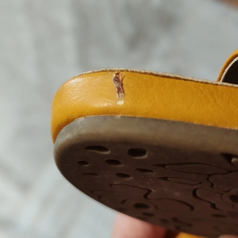Mootsies Tootsies Tania Sun Cutout Wedge Sandals Mustard Yellow Summery Size 9